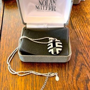 Nolan miller black and diamond necklace